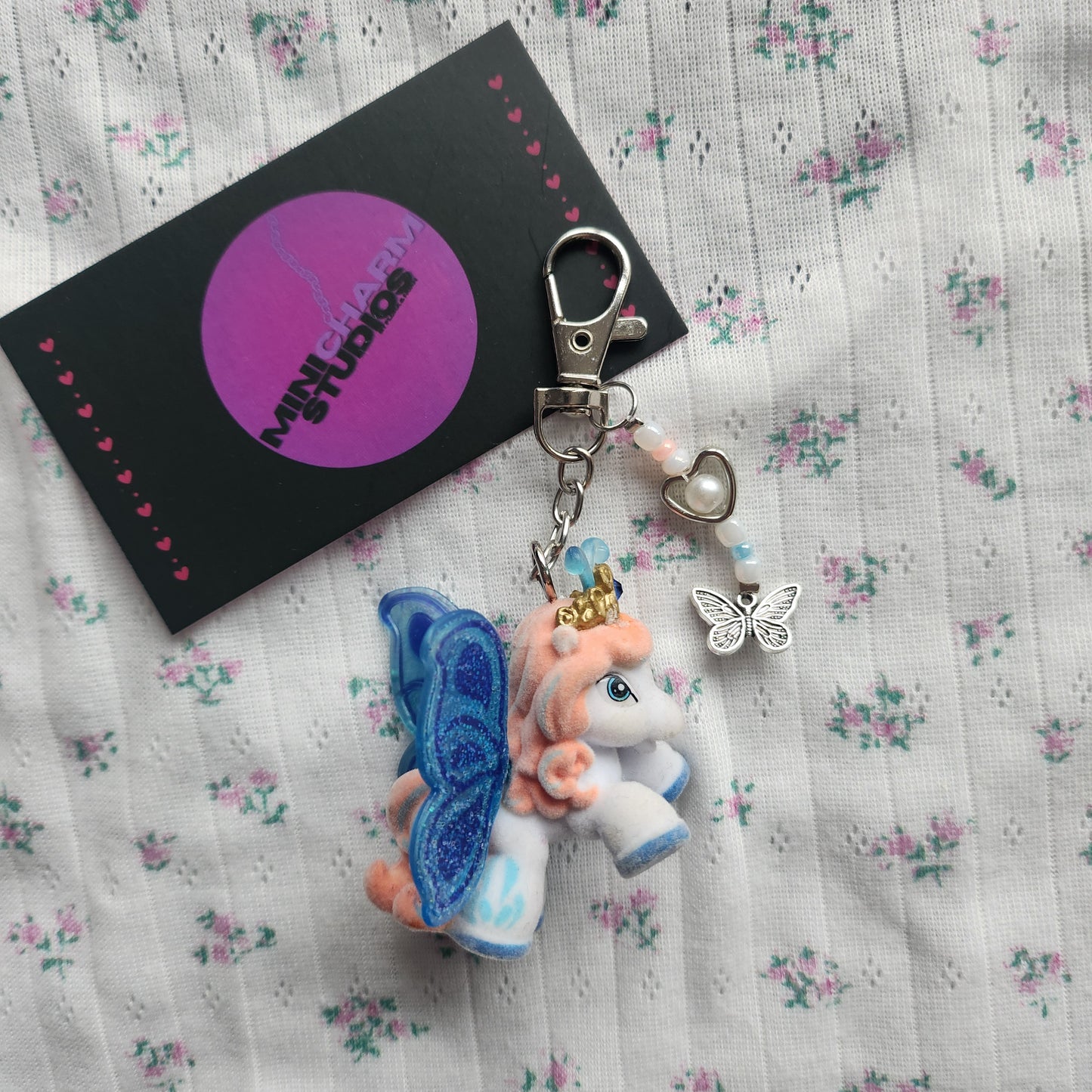 Filly Schlüsselanhänger Butterfly Blau Weiß