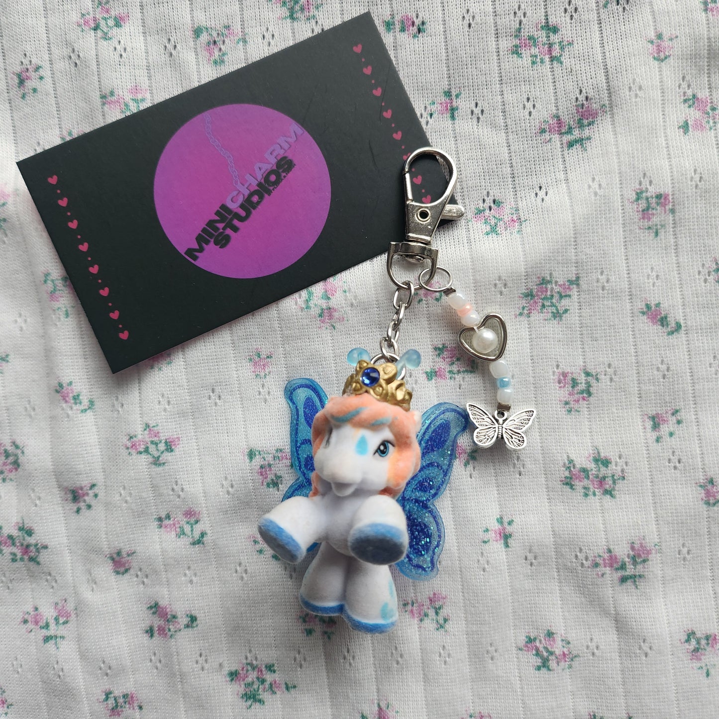 Filly Schlüsselanhänger Butterfly Blau Weiß